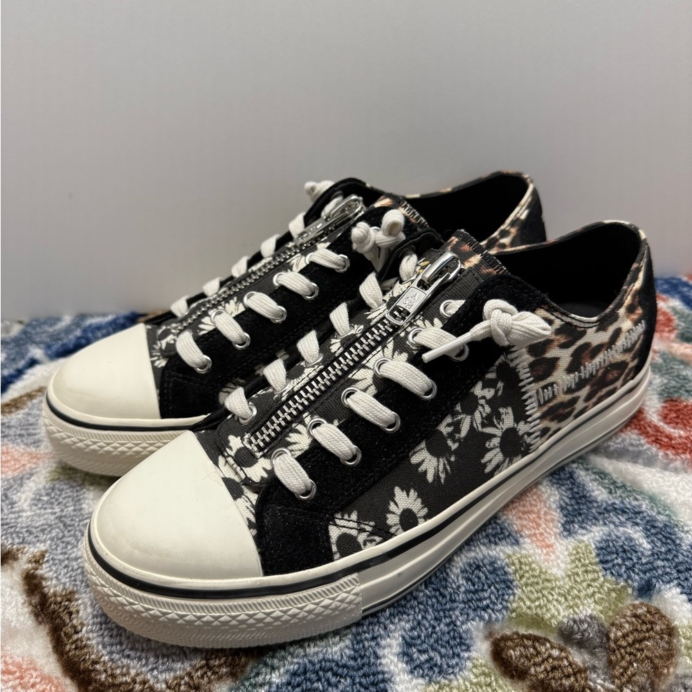 Ash canvas and suede zip closure sneakers 10/41